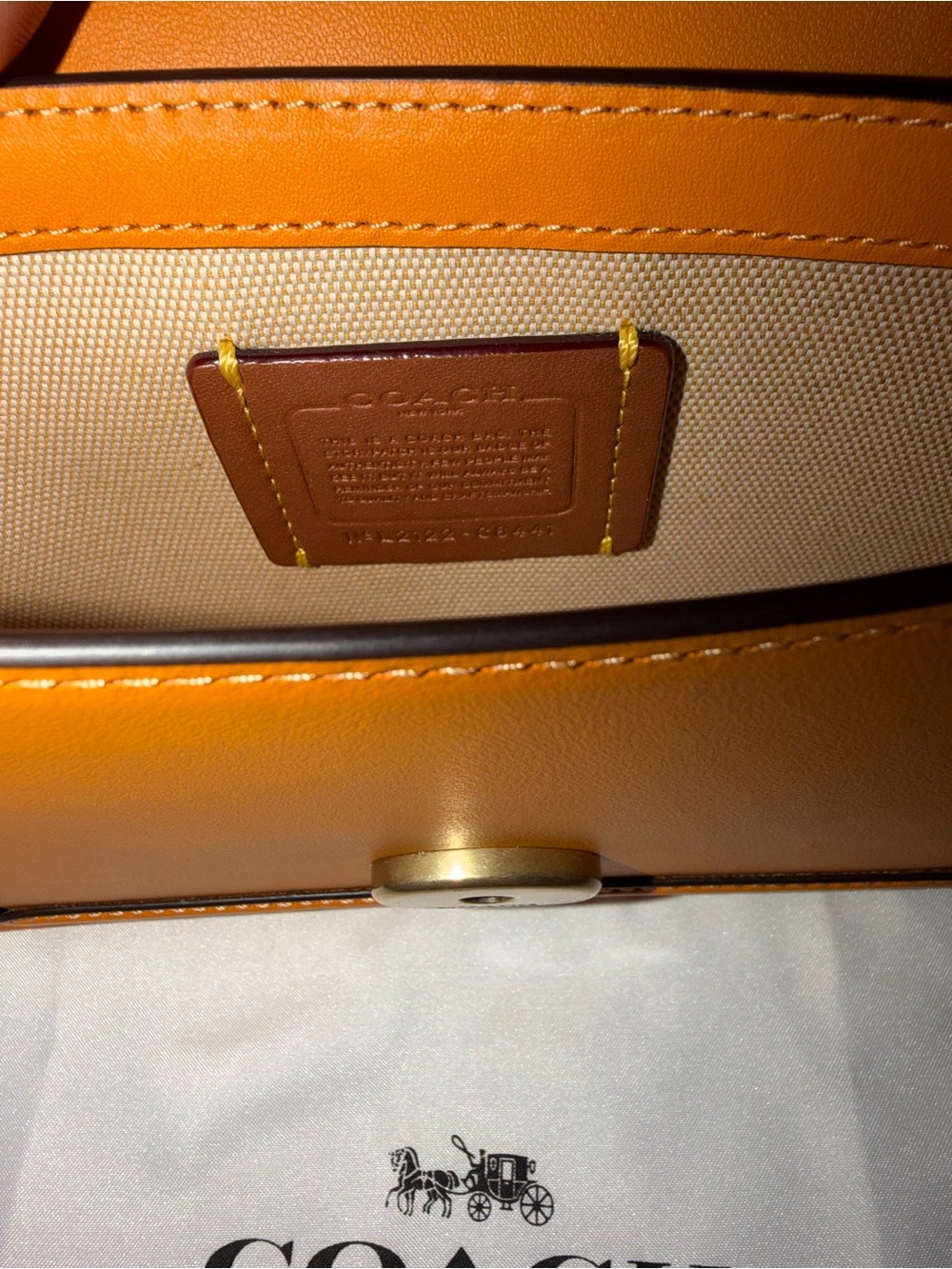 Coach Hero Crossbody Bag in Orange with Gold Hardware - Picture 12 of 13